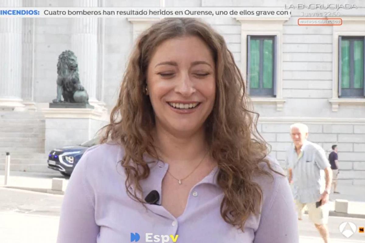 La portavoz del PP, Ester Muñoz, en un momento de la conexión con 'Espejo Público'.