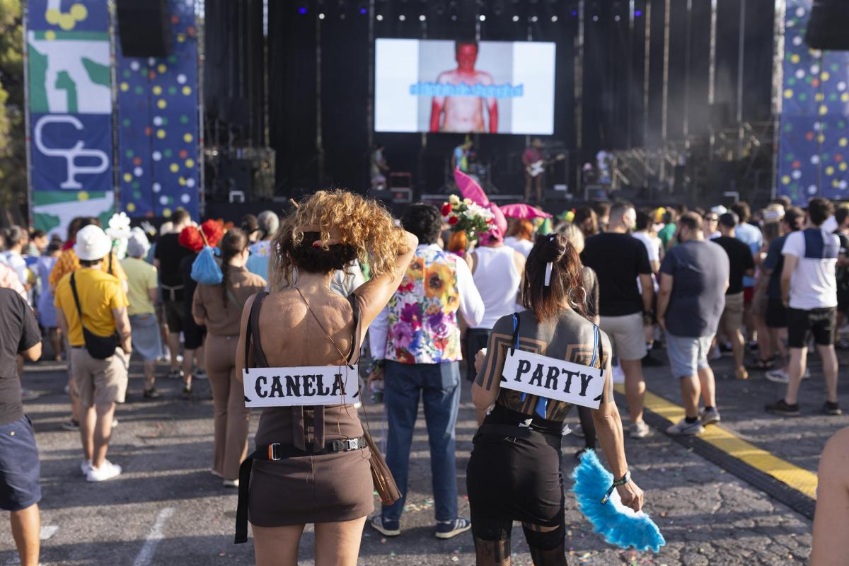 Parte del público durante la actuación de la banda El Diablo de Shanghai, este sábado en el festival Canela Party en el que se insta al público venir disfrazado.