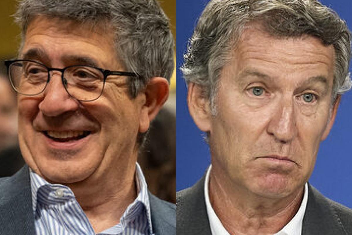 El portavoz parlamentario del PSOE, Patxi López, y el presidente del Partido Popular y jefe de la oposición, Alberto Núñez Feijóo; en sendas imágenes de archivo, respectivamente.