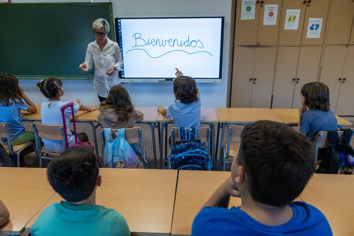 Inicio del curso escolar en un colegio de Toledo este lunes.