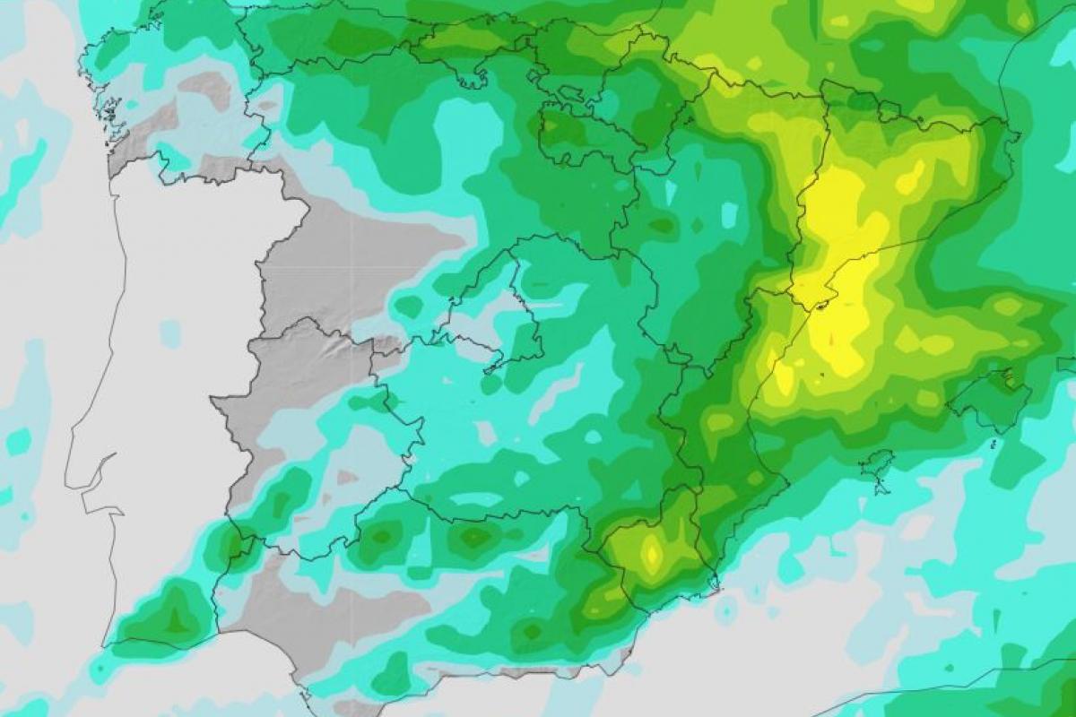 Mapa de precipitación máxima del EPS para el 8 de septiembre de 2025
