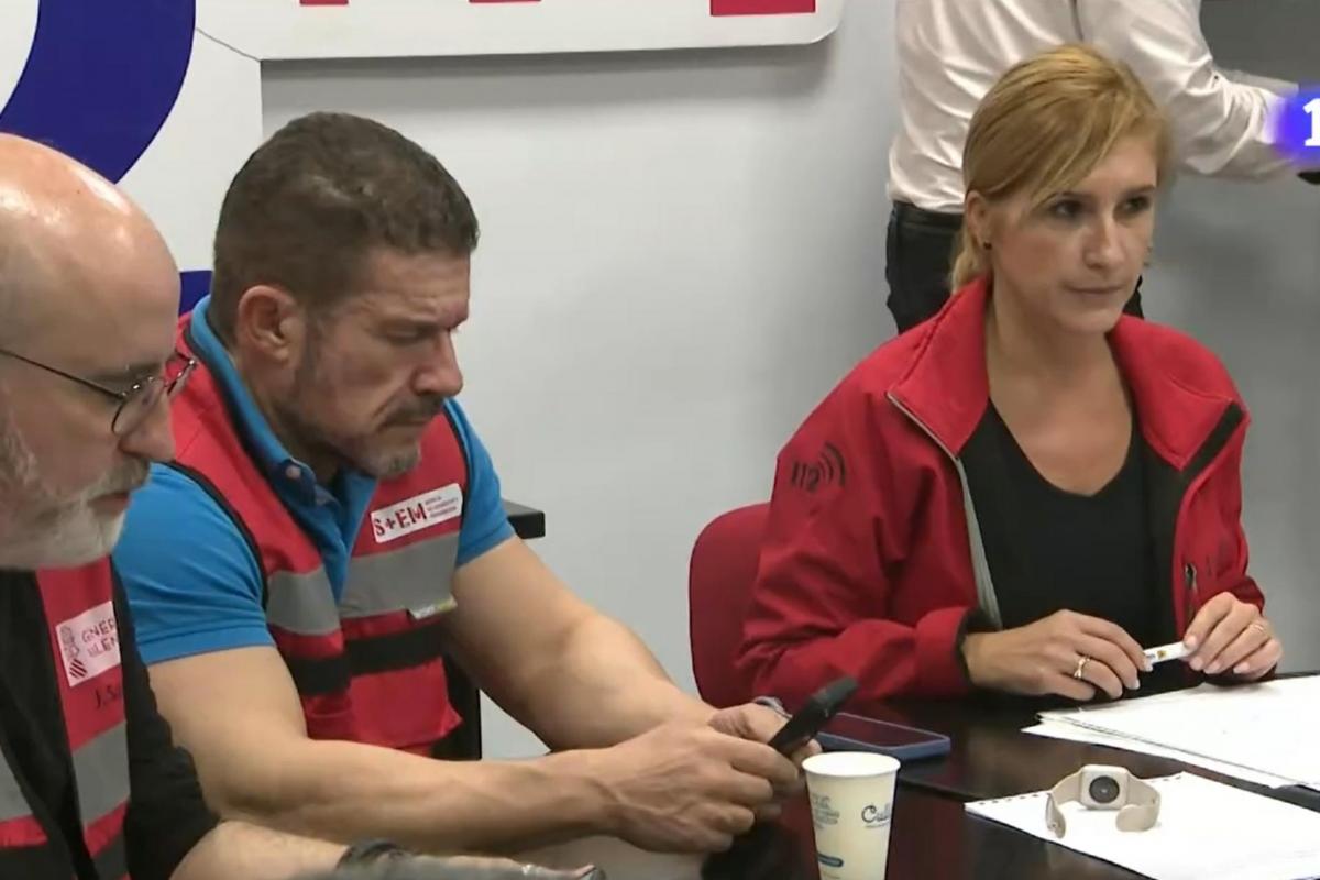 La exconsellera de Emergencias valenciana Salomé Pradas, en las imágenes facilitadas por 'Á Punt' de la reunión del Cecopi del día de la dana y emitidas por TVE.