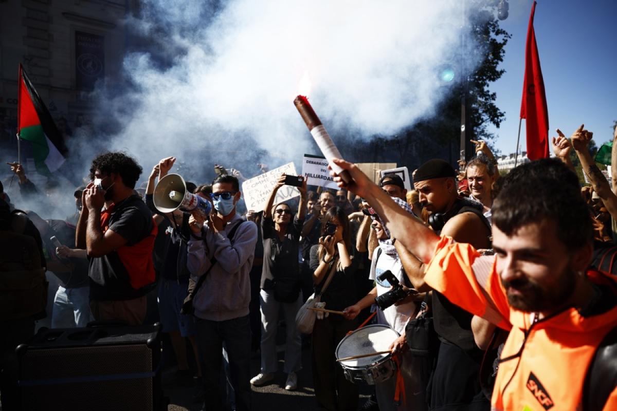 Protestas en uno de los puntos de París este jueves 18 de septiembre