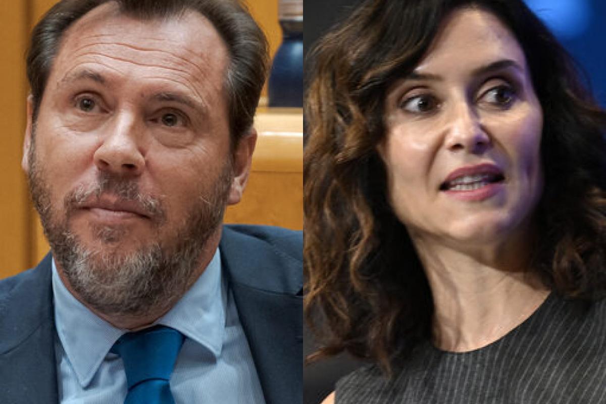 El ministro de Transporte, Óscar Puente, y la presidenta de la Comunidad de Madrid, Isabel Díaz Ayuso; en sendas imágenes de archivo, respectivamente.