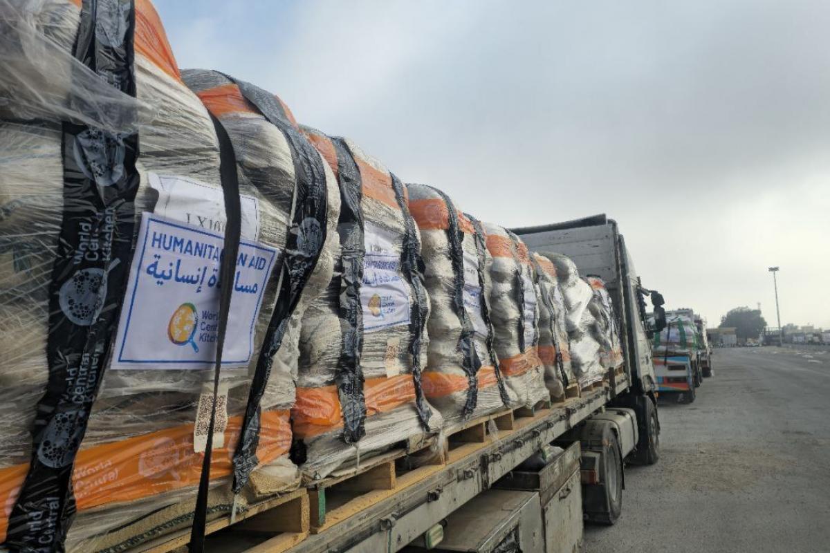 Foto de archivo de ayuda humanitaria para Gaza.
