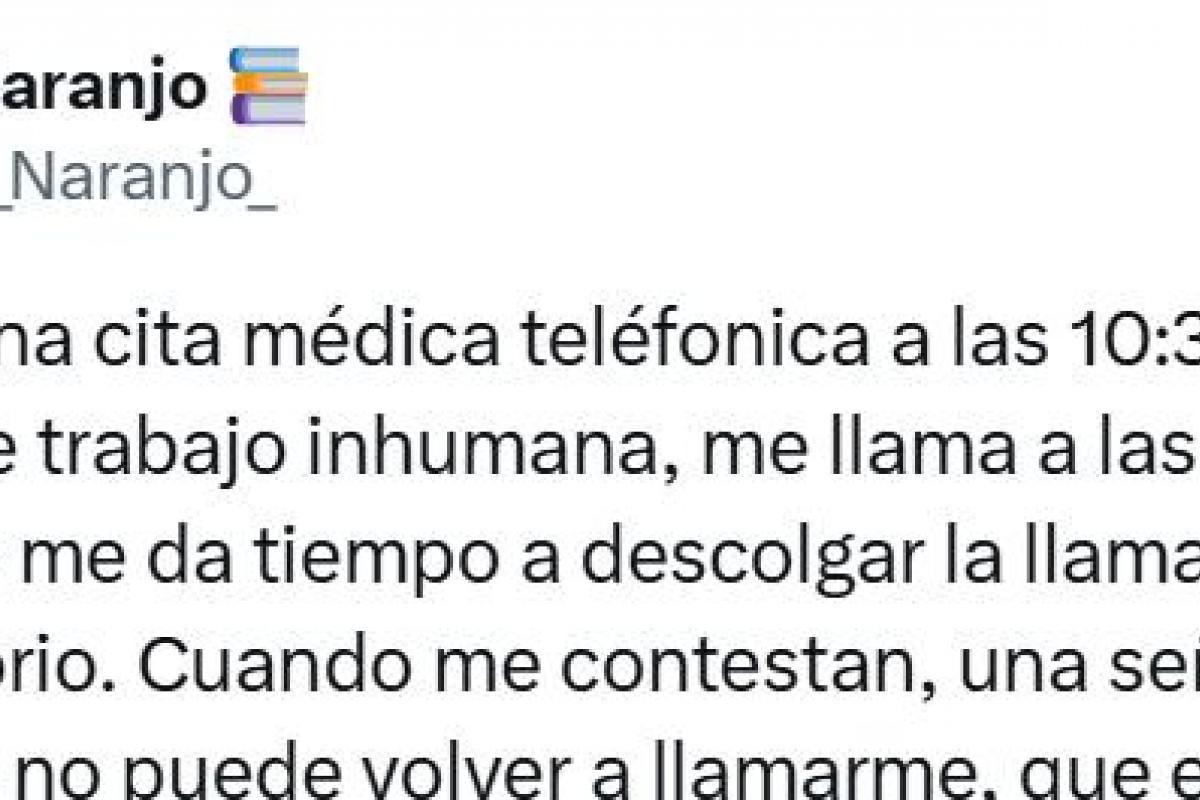 Una captura del tuit publicado por Juan Naranjo en el que cuenta lo que le ha pasado.
