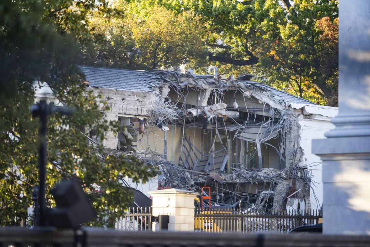 El ala este de la Casa Blanca, parcialmente demolida por las otras para construir un salón de baile en el edificio.