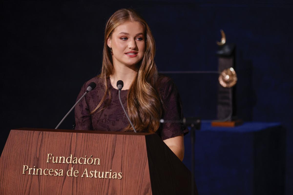 La princesa Leonor durante su discurso en los Premios Princesa de Asturias 2025.