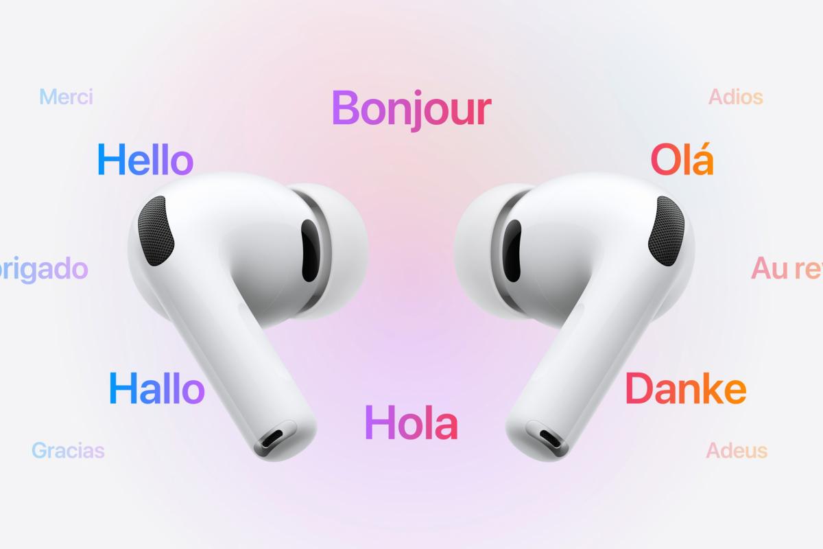 Foto del sistema de traducción en tiempo real de los AirPods.
