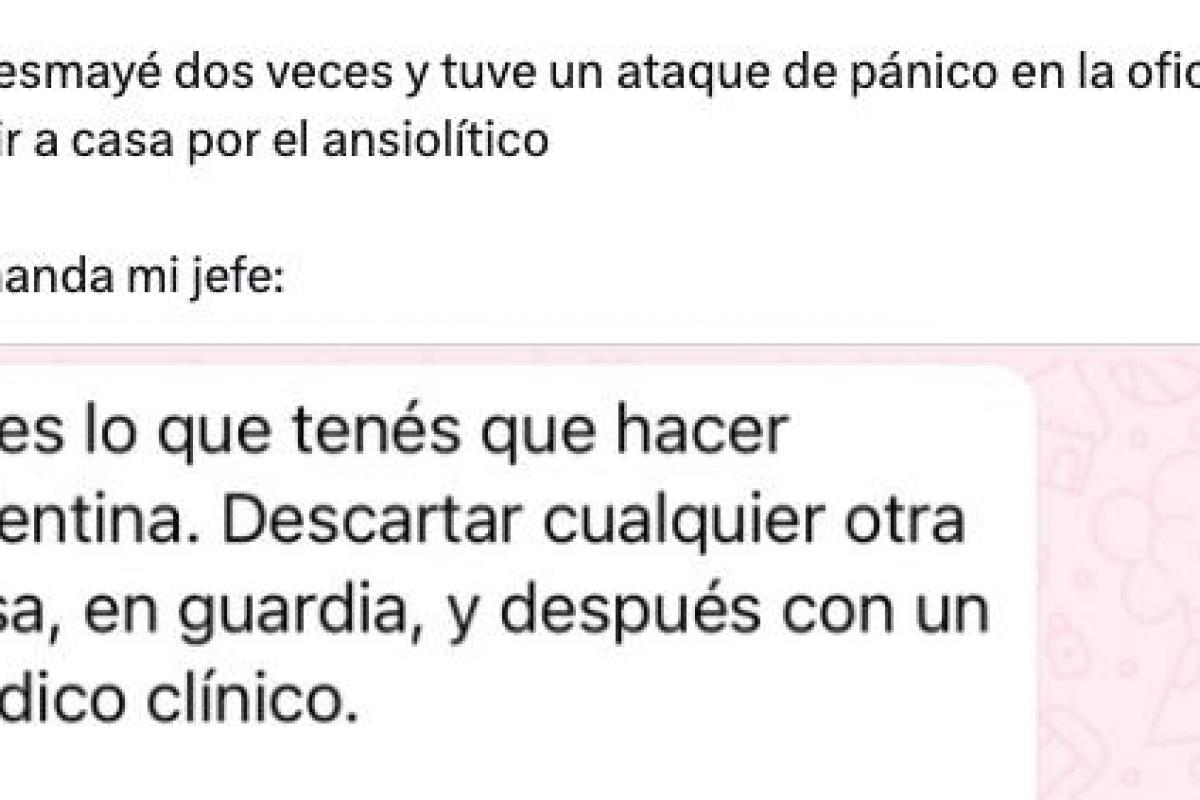 Mensaje de Whatsapp que un jefe le mandó a su empleada