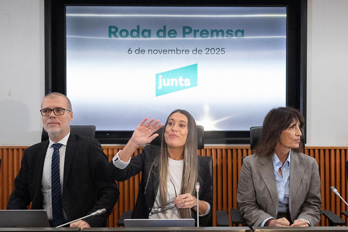 Miriam Nogueras, durante la comparecencia de Junts este jueves
