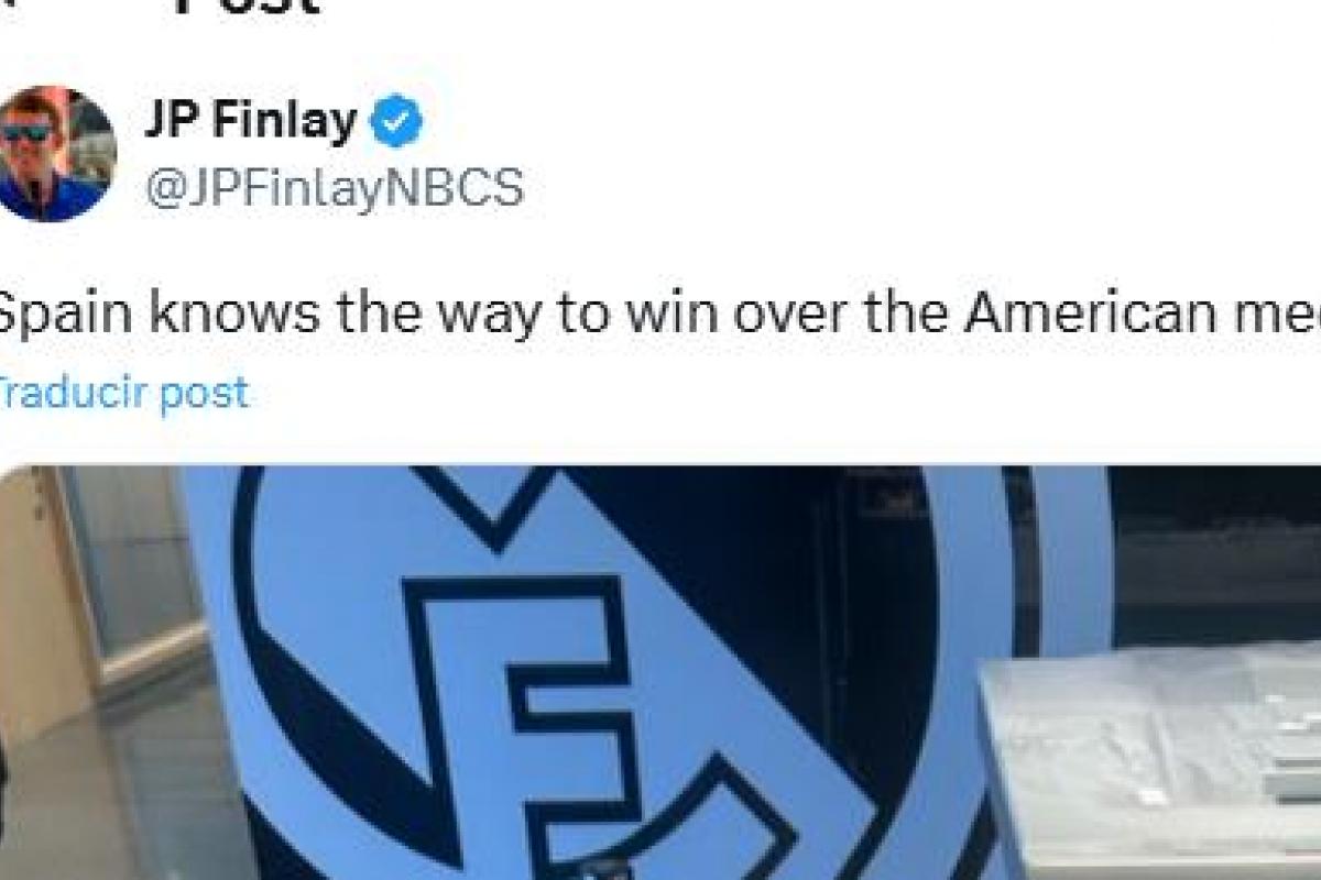 El tuit de @JPFinlayNBCS mostrando su visita al Bernabeu.