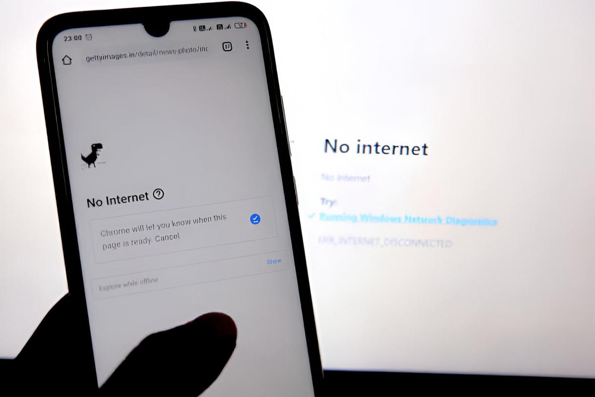 La pantalla de carga de Google Chrome cuando intentas navegar en la red sin conexión a Internet