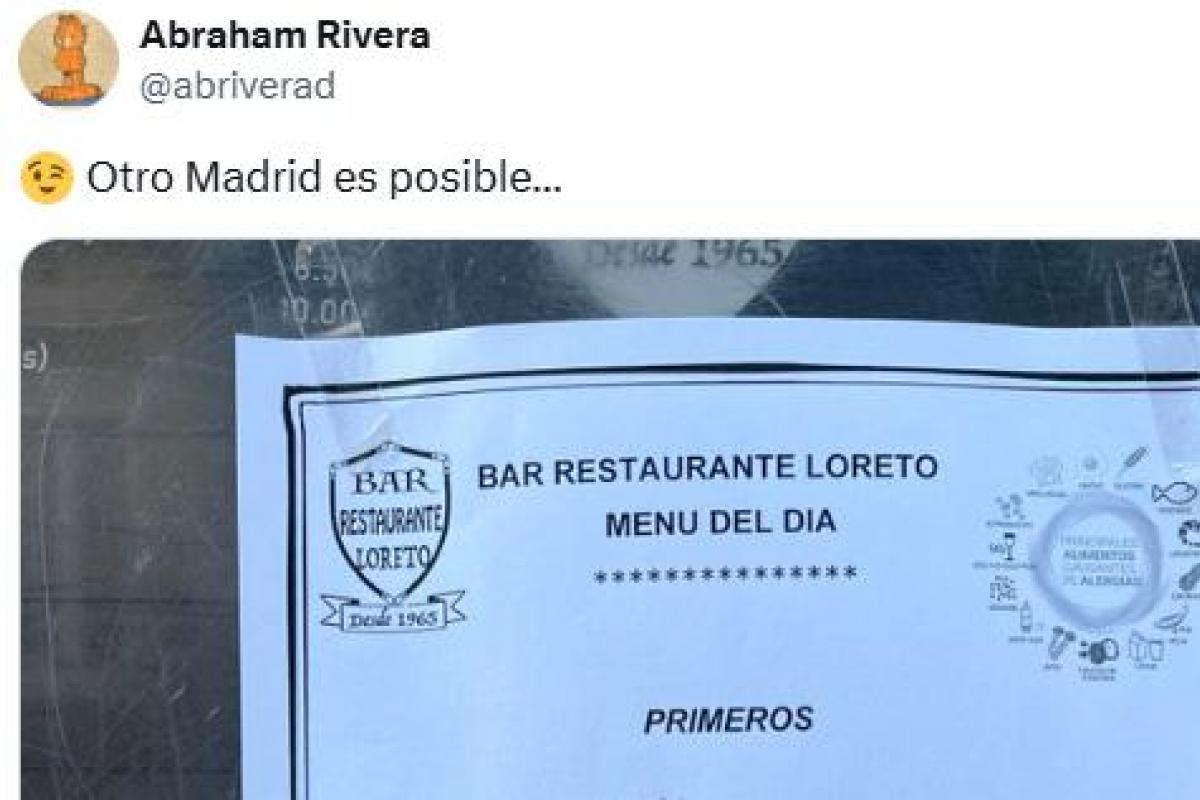 El menú del día de un restaurante en Madrid.