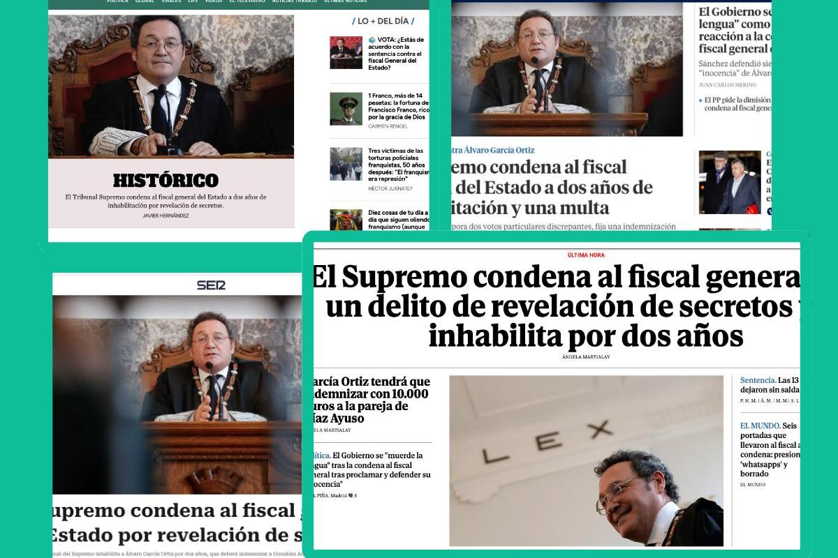 Portadas sobre la condena a Álvaro García Ortiz.