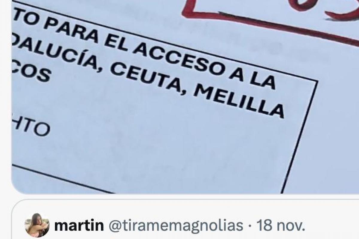 tuit de @tiramemagnolias con una foto de la nota de su examen