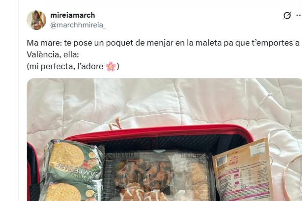 El tuit de @marchhmireia_ mostrando la maleta.
