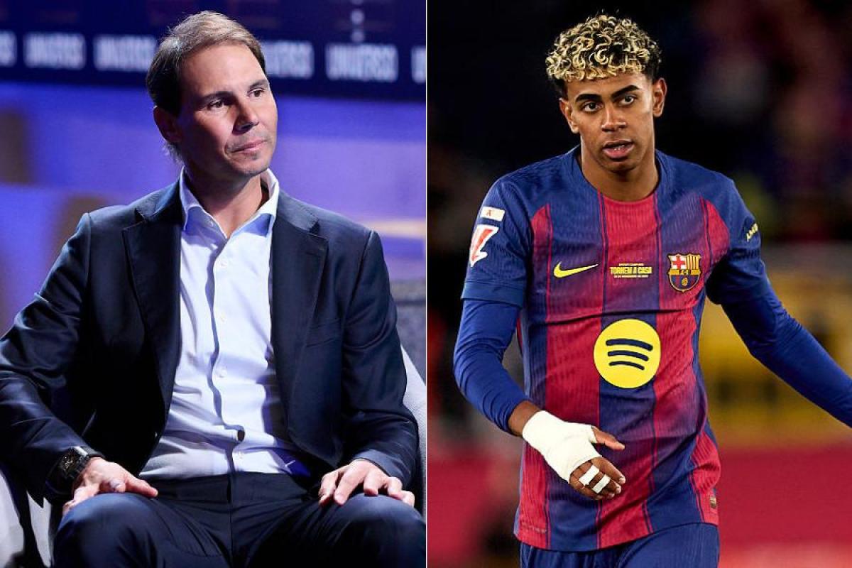 Fotomontaje del tenista Rafa Nadal y el futbolista Lamine Yamal.