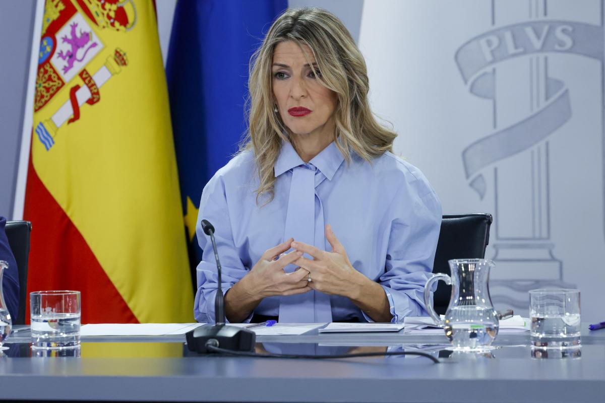 La ministra de Trabajo, Yolanda Díaz, en la rueda de prensa posterior al Consejo de Ministros.