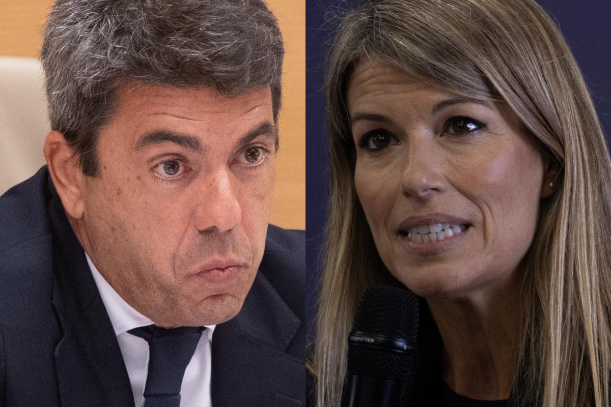 El presidente valenciano, Carlos Mazón, y la periodista Maribel Vilaplana, en sendas imágenes de archivo.