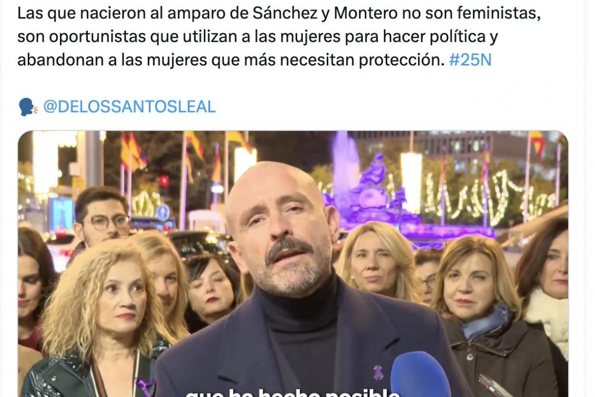 Tuit del PP por el 25-N donde se ve a un diputado hablando y al resto de mujeres del partido detrás