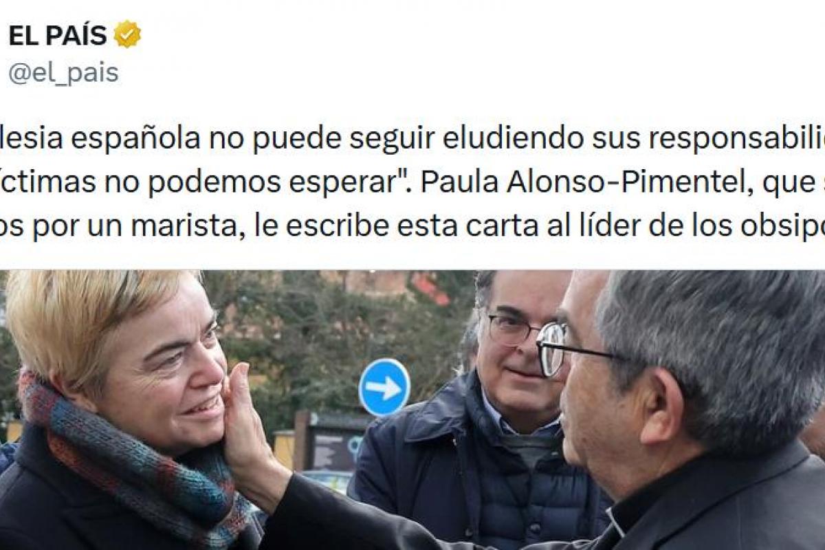 Captura con la publicación de la carta de una víctima de abusos sexuales en el seno de la Iglesia, enviada a 'El País' y dirigida al presidente de la Conferencia Episcopal, Luis Argüello.