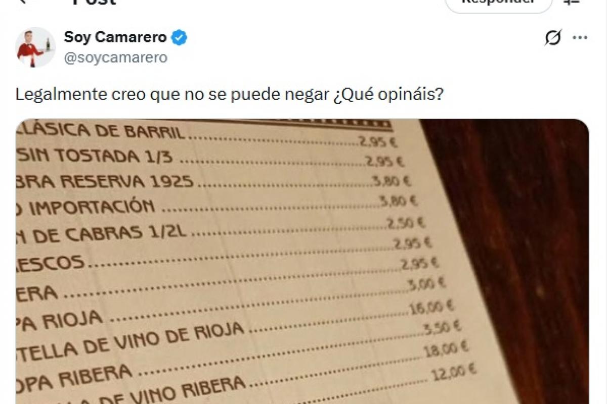 Un bar no sirve agua de grifo y un usuario lo denuncia