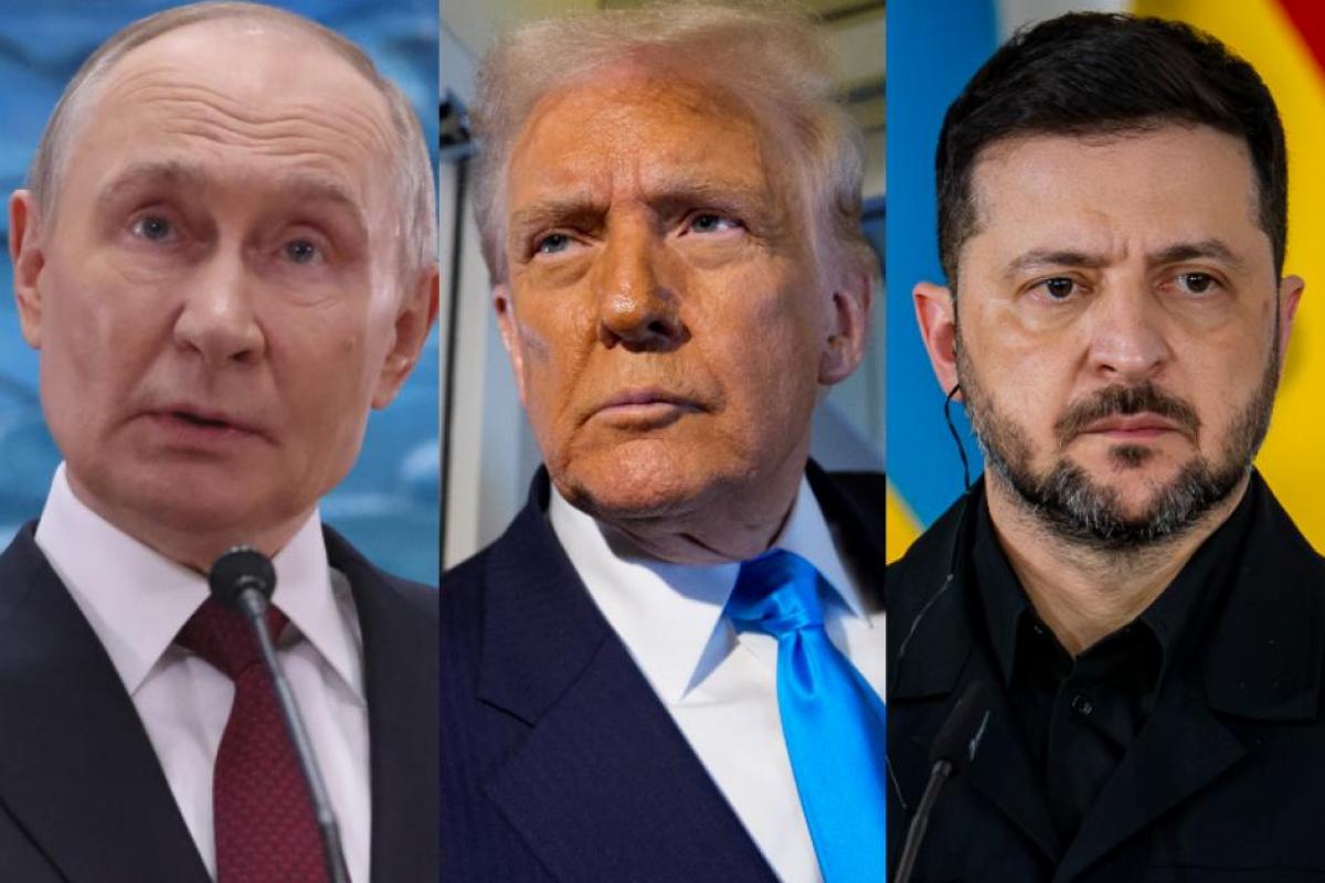 Vladimir Putin, Donald Trump y Volodimir Zelenski, en imágenes de archivo.