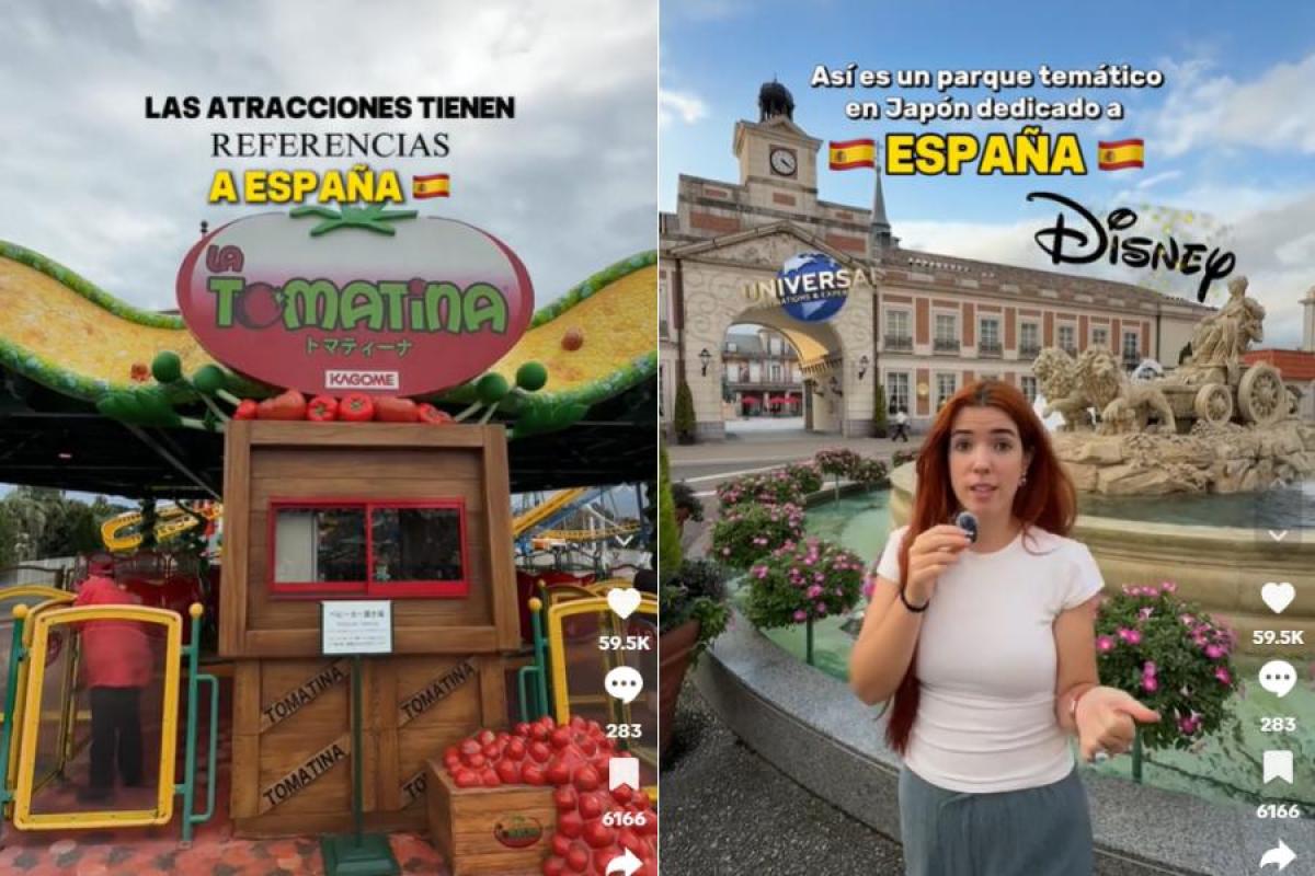 Elena y Víctor en su cuenta de TikTok enseñando el Parque España de Japón.