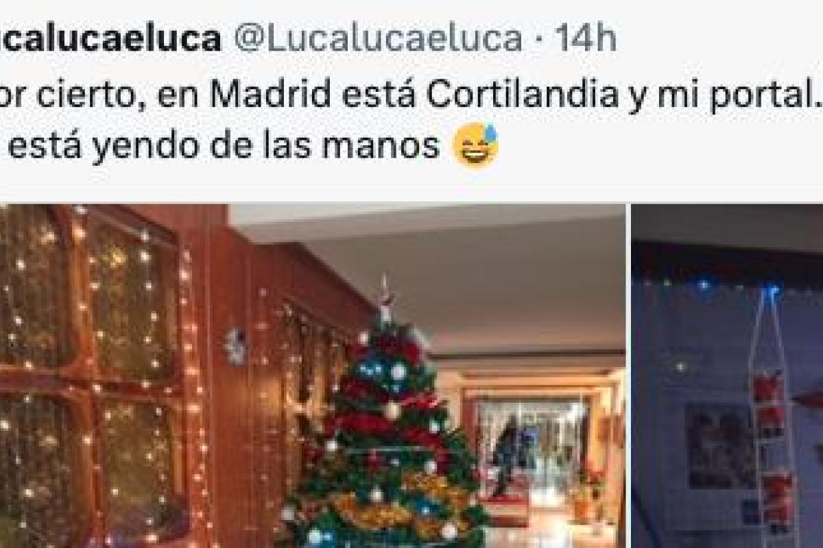 El tuit publicado por @Lucalucaeluca del portal del edificio de su piso.