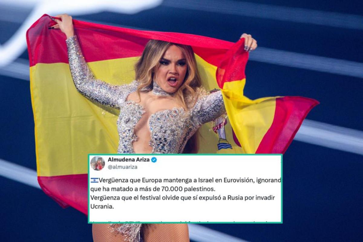 Montaje de Melody y el tuit de Almudena Ariza sobre Eurovisión.