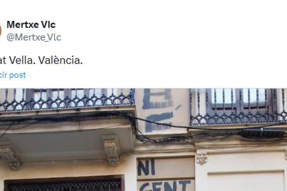Tuit con la pintada en Valencia.