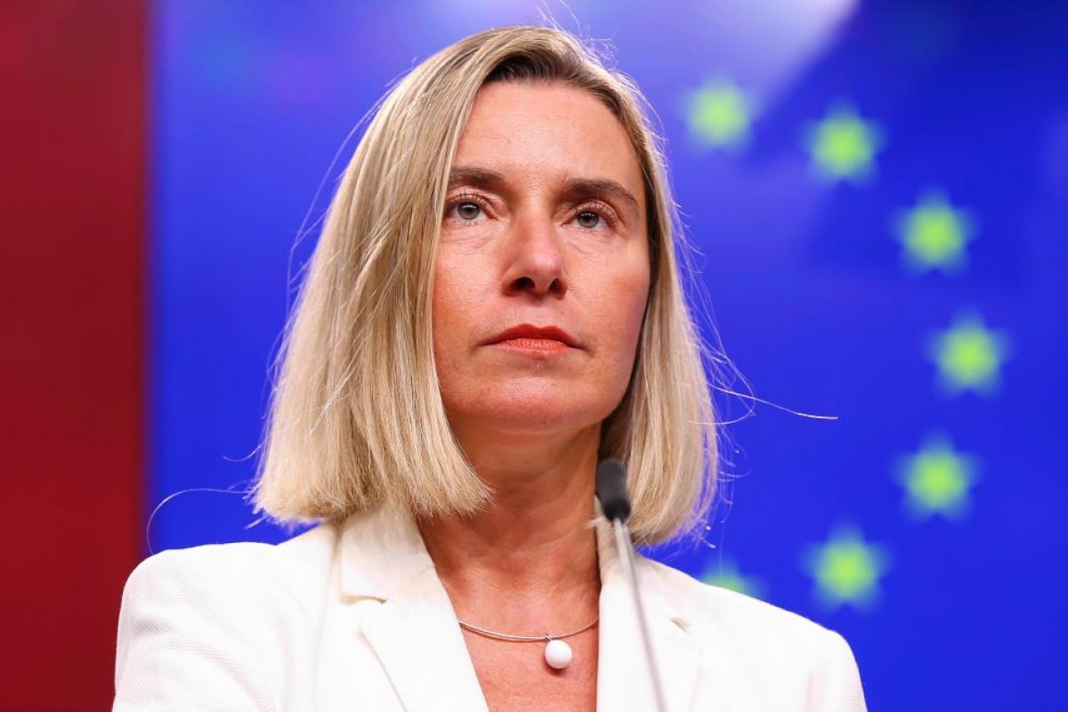 La entonces alta representante de la UE para Asuntos Exteriores y Política de Seguridad, Federica Mogherini, el 30 de septiembre de 2019, en una comparecencia en Bruselas.