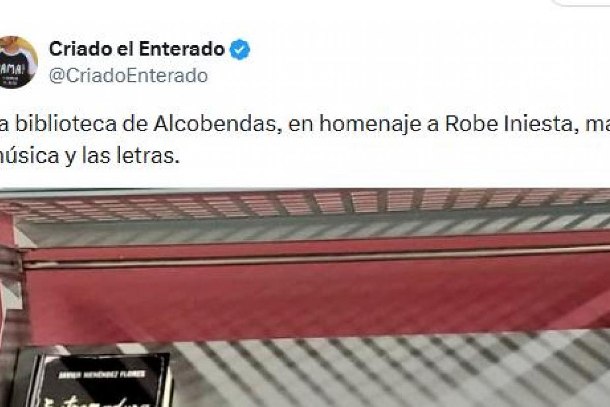 El tuit de @CriadoEnterado sobre la biblioteca de Alcobendas.