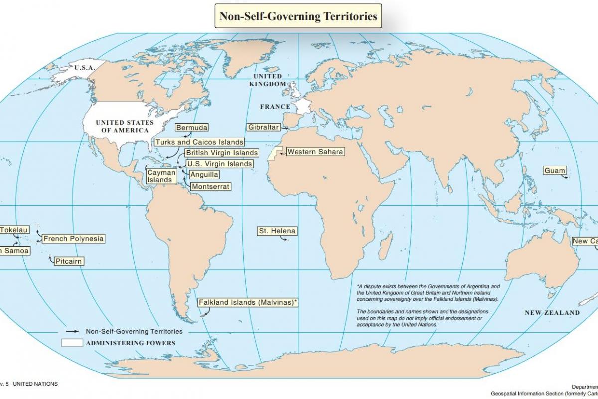 Mapa de los Territorios No Autónomos, a diciembre de 2025.