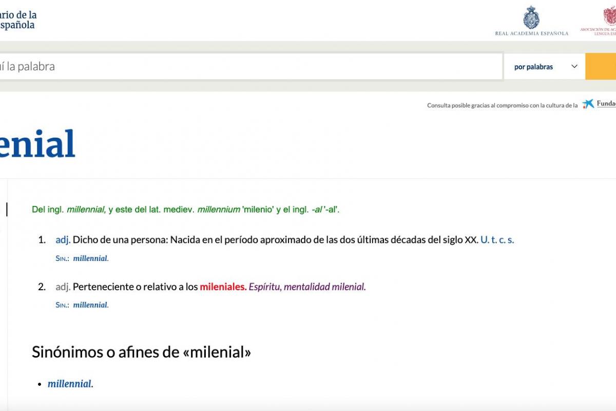 Imagen del diccionario de la RAE