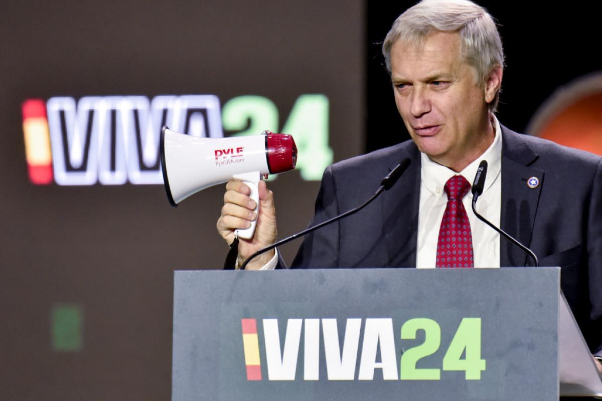 José Antonio Kast, líder del Partido Republicano de Chile, durante la conferencia "Europa Viva 24", organizada por Vox, el 19 de mayo de 2024, en Madrid.