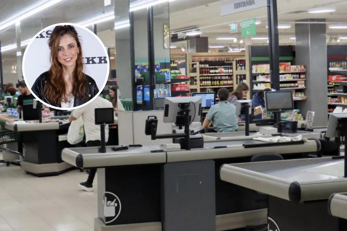 Leticia Dolera y de fondo un Mercadona