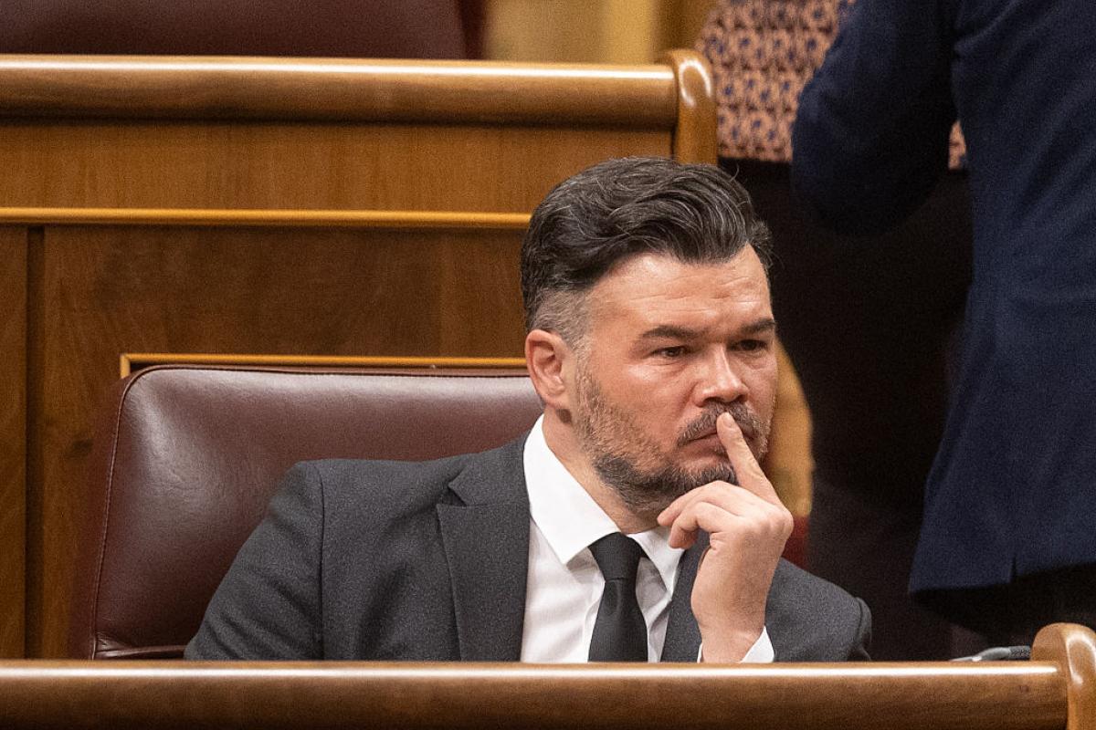 Gabriel Rufián, en un pleno extraordinario en el Congreso este enero