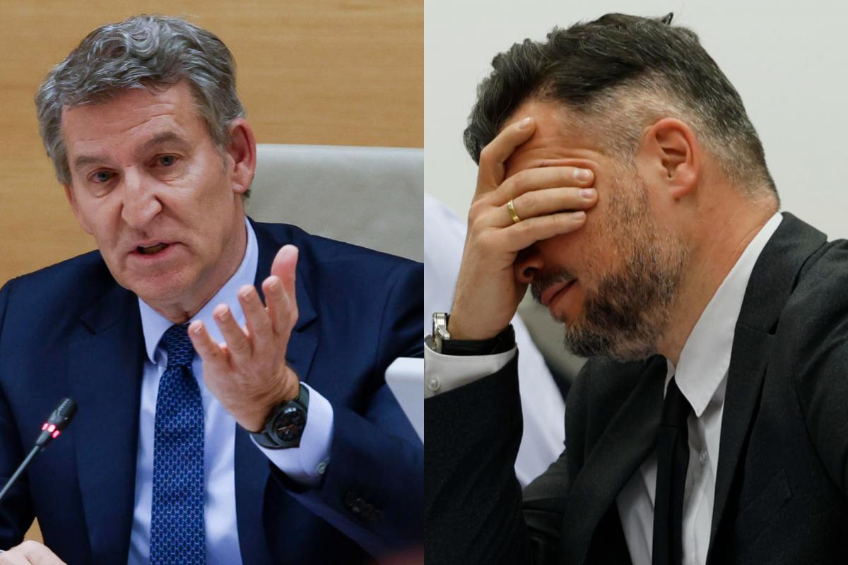 El presidente del PP, Alberto Núñez Feijóo, y el diputado de ERC, Gabriel Rufián