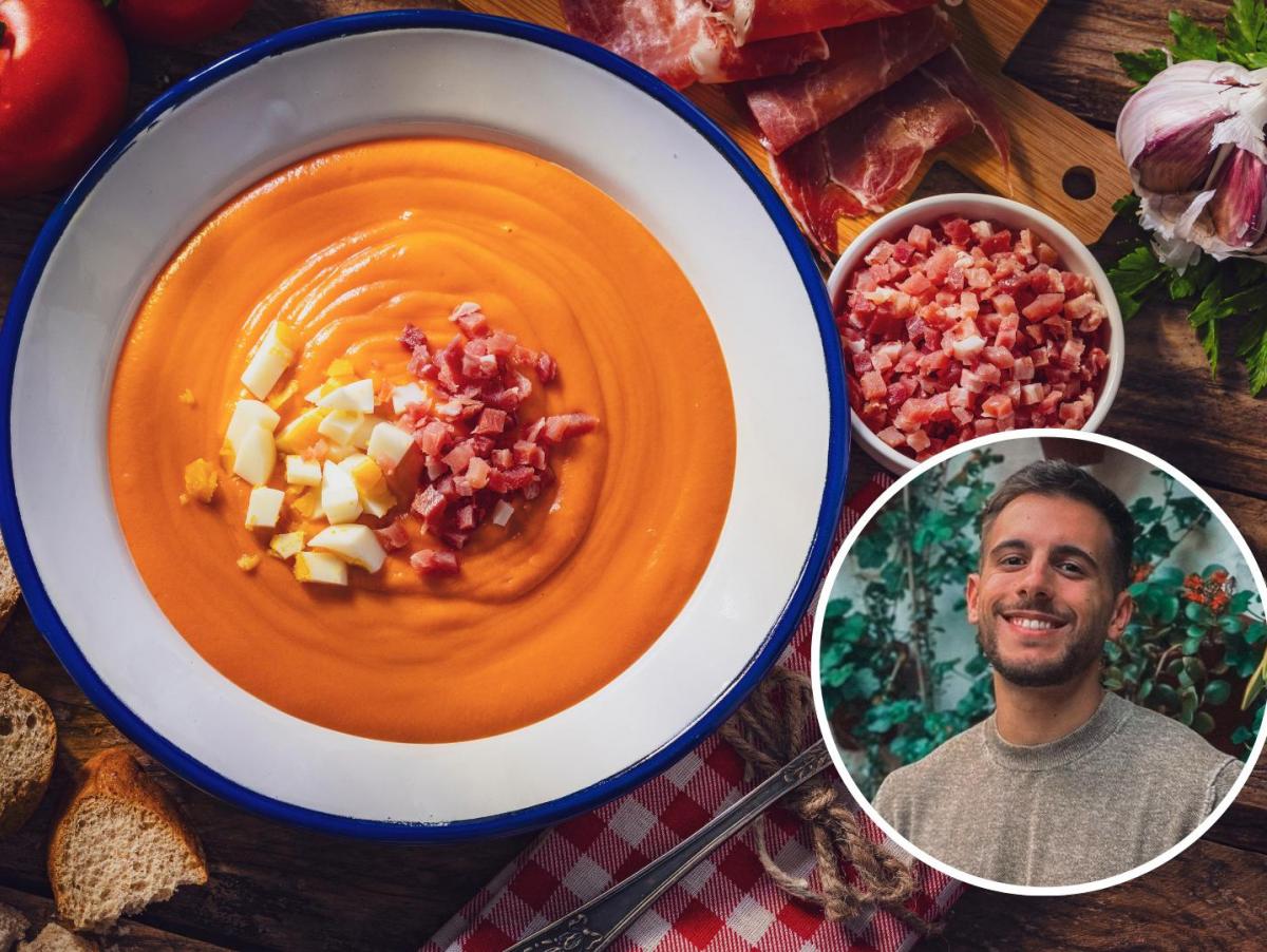 Alex Caballero, cocinero cordobés, sobre el salmorejo: "Ni cebolla, ni pimiento, ni agua, ni vinagre, ni tontería: el salmorejo es esto"