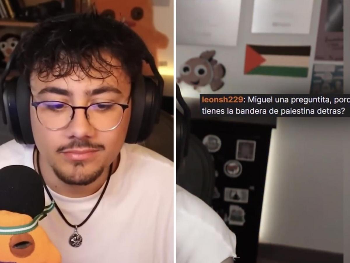 La aplaudida respuesta del youtuber Miguelillo cuando le preguntan por qué tiene la bandera de Palestina en su habitación: "¿Por qué es motivo de discusión que alguien tenga humanidad?"