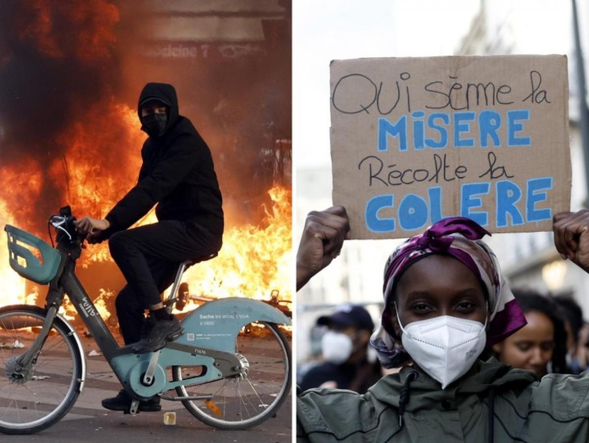 Francia cierra una jornada de protestas con cientos de detenidos, disturbios y el regreso de los chalecos amarillos junto a los estudiantes