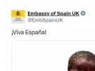 Más de 51.000 'me gusta' se lleva la Embajada de España en Londres al celebrar con esta foto el pase a cuartos del Mundial