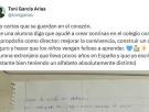 Uno de los mejores profesores de España muestra la carta que le ha dado una alumna extranjera: es el mejor regalo de Navidad posible
