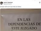 Un profesor de Lengua saca una conclusión del cartel que han colocado en un juzgado y que es toda una declaración de intenciones