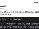 Un cliente va a un restaurante, no le atienden al faltar tres minutos para cerrar y le lanzan una réplica digna de debate