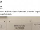 El cartel visto en un centro de salud de Sevilla merece ser enmarcado y expuesto en el ministerio de Sanidad