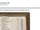 Enseña los precios de un bar de Asturias al cambiar al euro y muchos no dan crédito: "Alucinante"