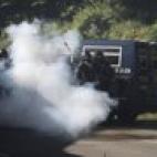 Enfrentamientos entre mineros y policía en el pozo Sotón de Hunosa